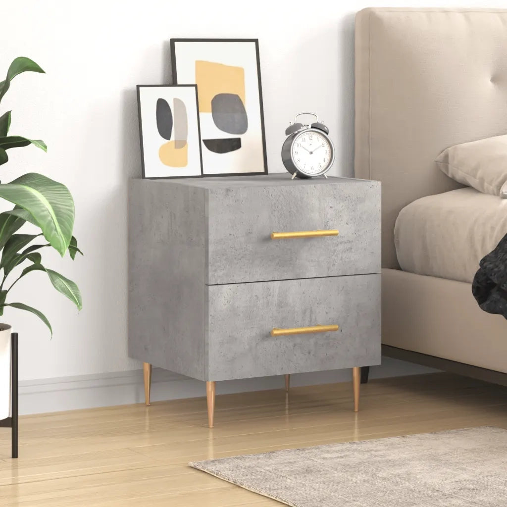 Comodino | Armadio da Notte | Mobiletto da notte Grigio Cemento 40x35x47,5 cm in Legno Multistrato