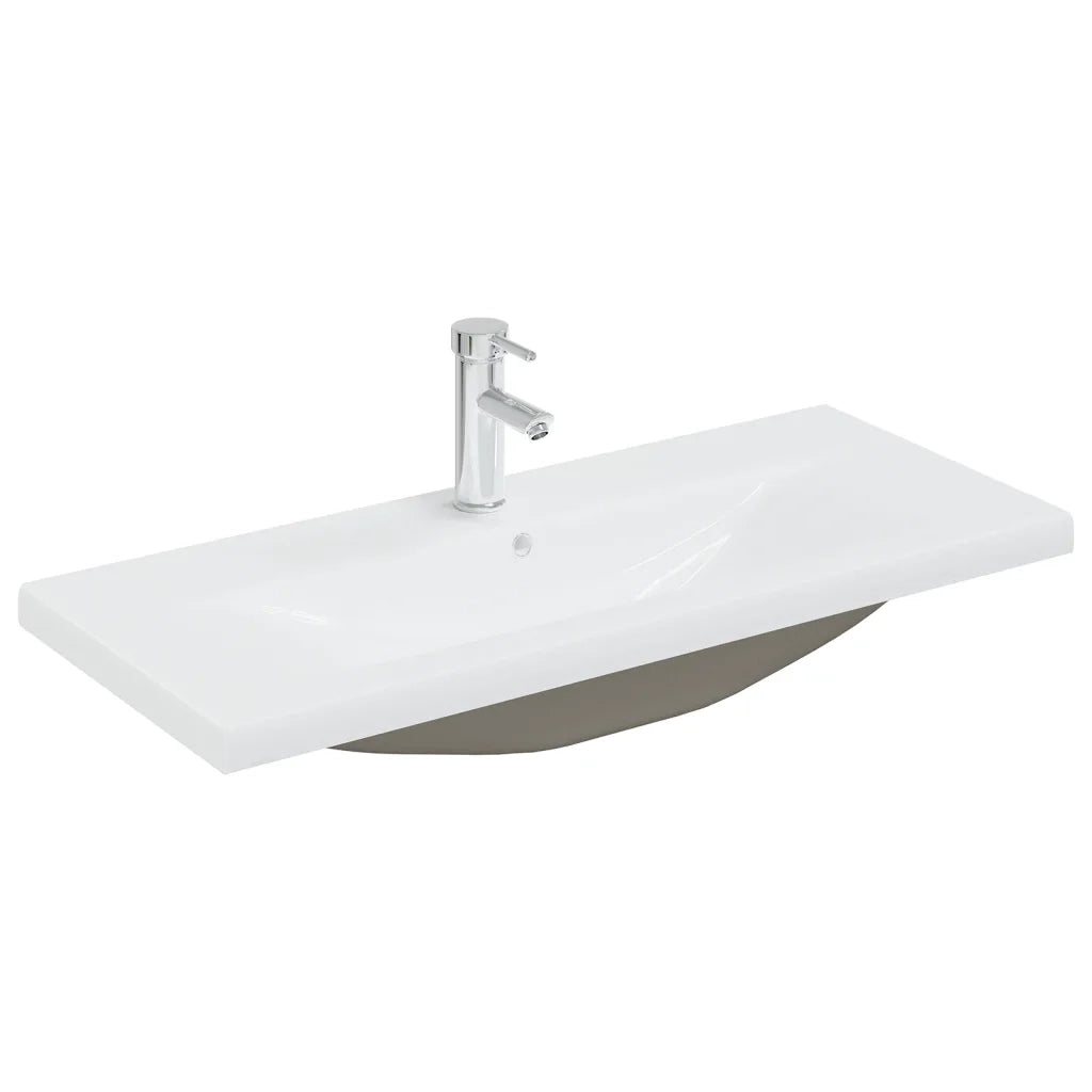Set Mobili da Bagno 2 pz in Ceramica e Legno Multistrato