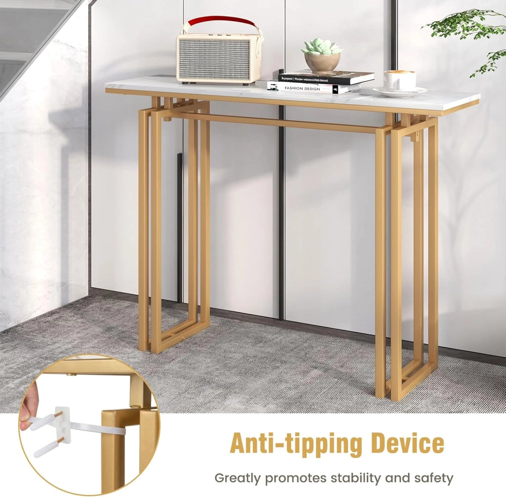 Tavolo Consolle, Consolle Ingresso, Tavolino Console di Ingresso, Telaio Robusto e Stabile, Piedini Regolabili, per Ingresso, Soggiorno, Corridoio, Stile Moderno (Oro)