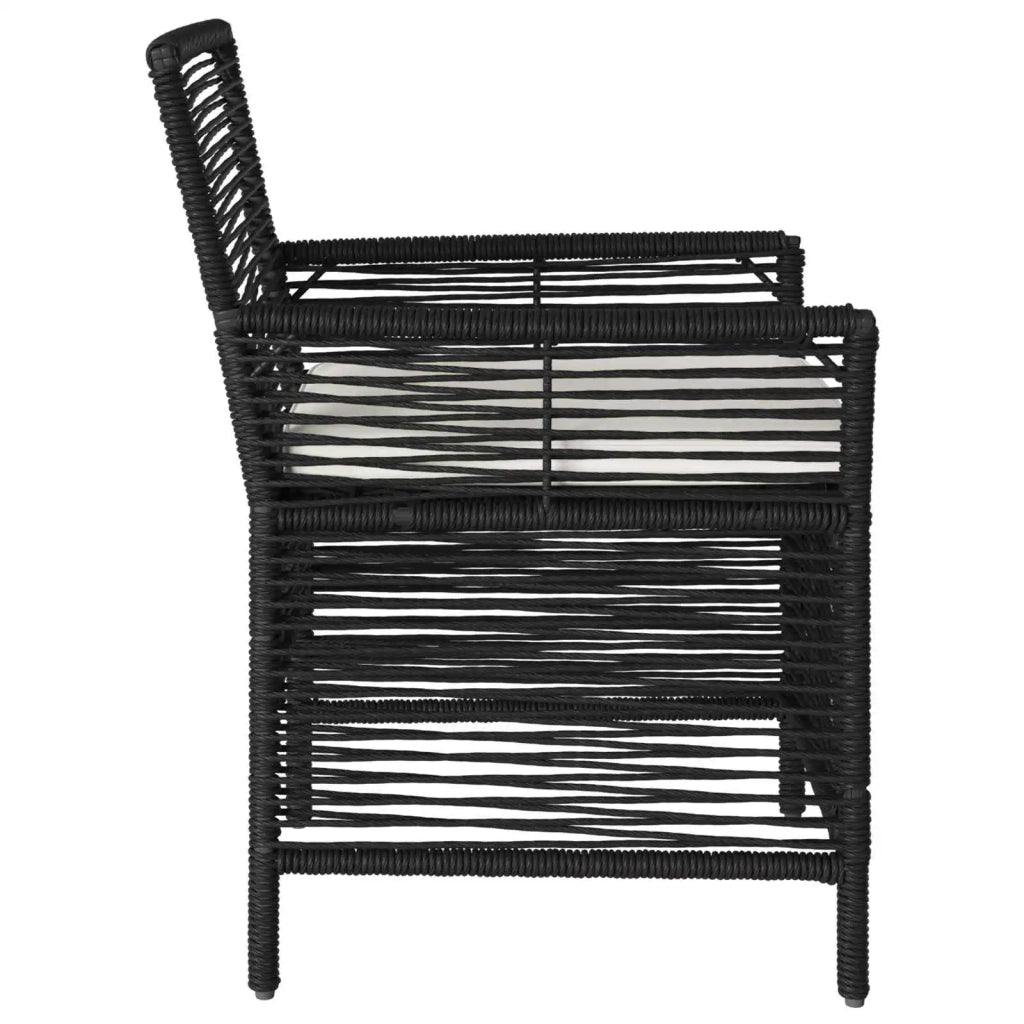 Sedia da esterno con cuscino 4 pcs Nero e Crema polyrattan 42026689