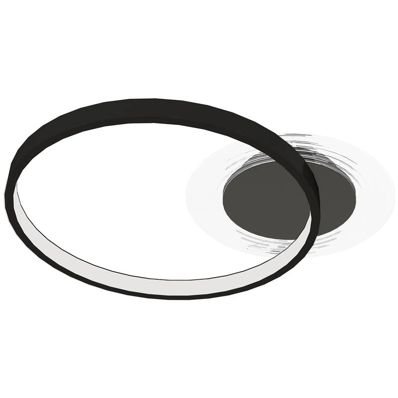 PLAFONIERA LED MODERNA A 2 ANELLI CON TEMPERATURA COLORE REGOLABILE, POTENZA 30W, NERO