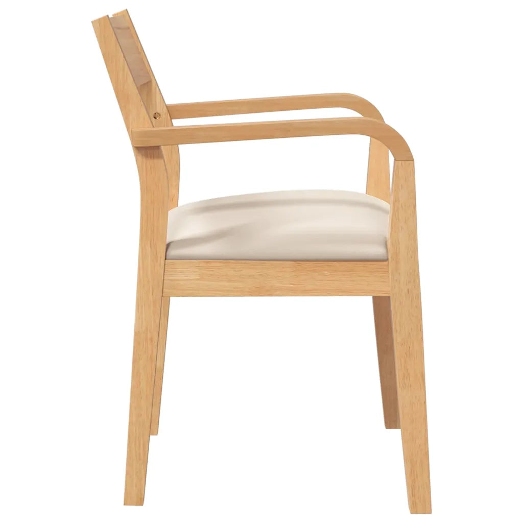 Sedie da Pranzo con Cuscini 2 pz Naturale Legno Massello Hevea 4102509