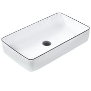 Lavabo da appoggio Bianco con bordo nero Ceramica lucida 610 x 350 mm Lavabo da bagno ovale