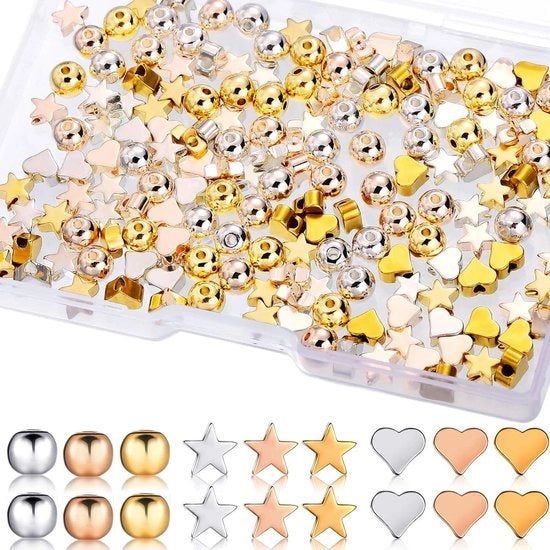 Set di perline miste - Natale San Valentino - Oro Argento Rosé - Perline artigianali