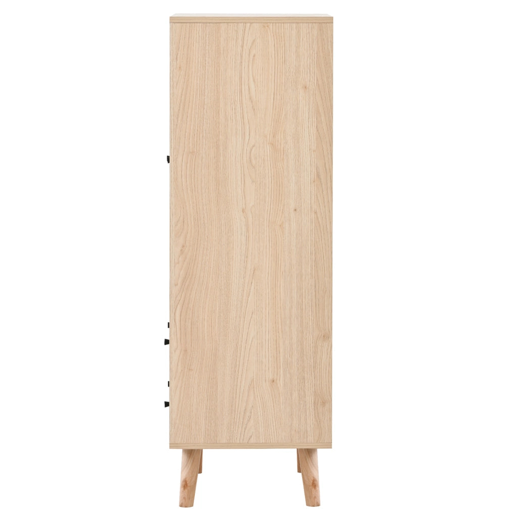 Credenza con 2 Ante e 2 Cassetti; Frontale Effetto Rattan; Stile Moderno; in Truciolare; Rovere; 60¡Á40¡Á120 cm