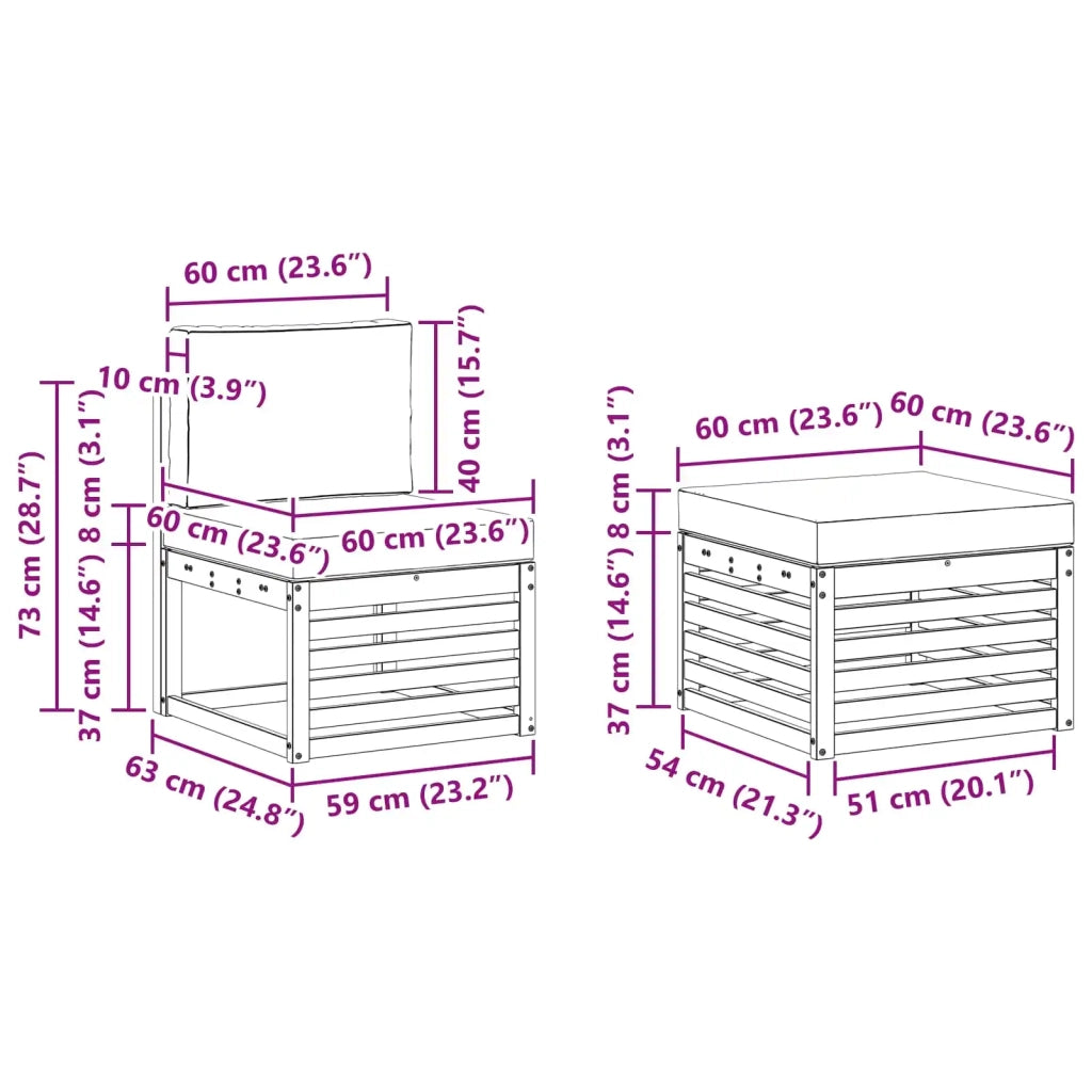 Set di divani da esterno con cuscino 4 pcs Naturale e Beige 3374593