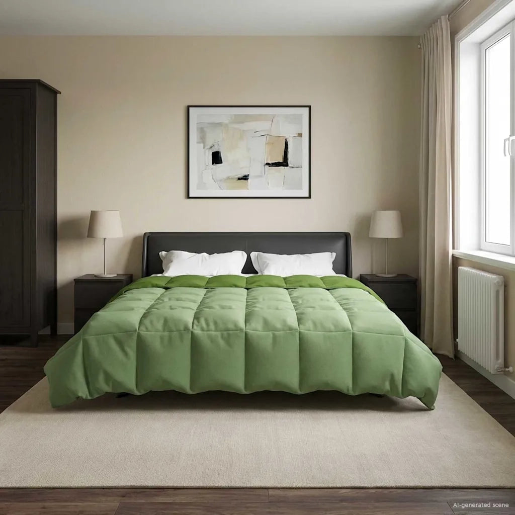 Duvet Invernale Trapuntato Verde 200 x 220 cm Microfibra