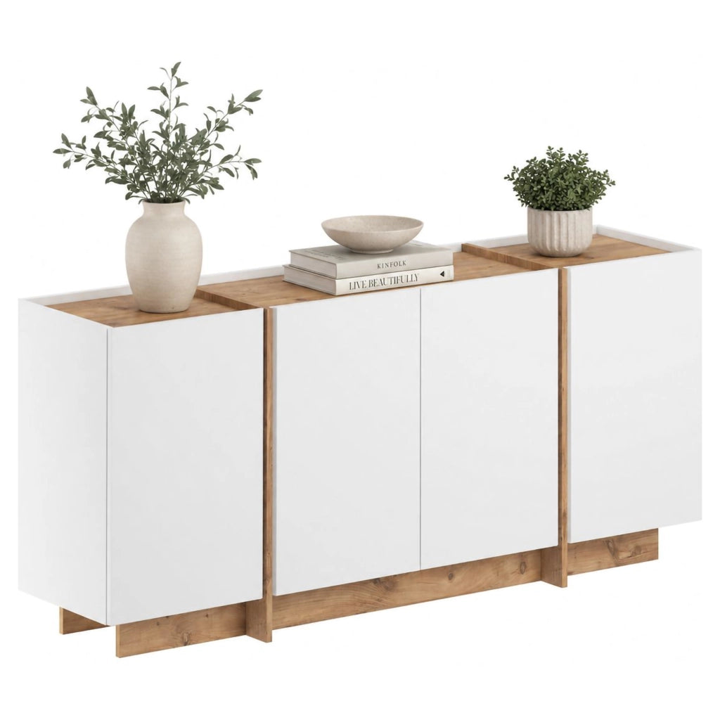 Madia Nolona, Credenza 4 Ripiani, 180x45x80h cm Bianco