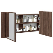 Armadietto Specchio con LED-Mobile bagno con specchio Rovere Marrone 90x12x45cm Acrilico