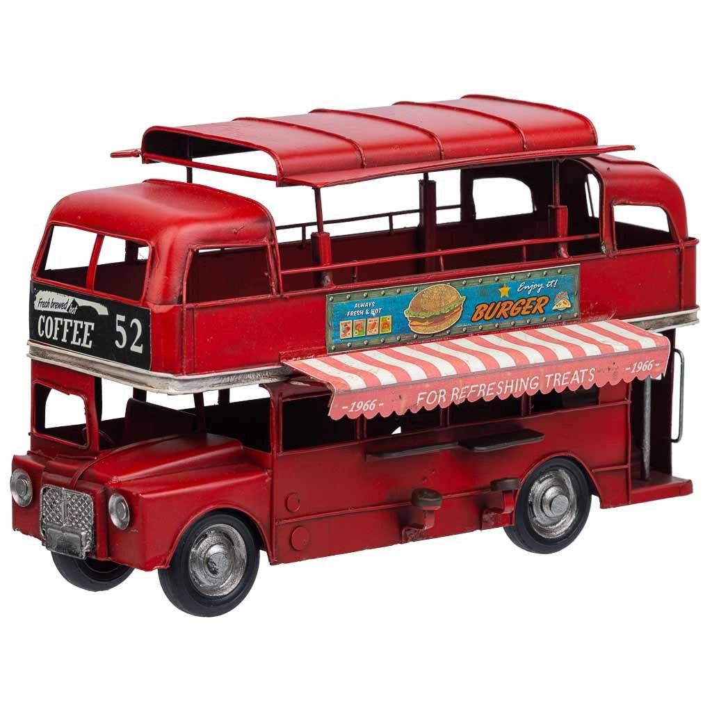 Autobus doppio in metallo rosso 28x14x18,5h cm