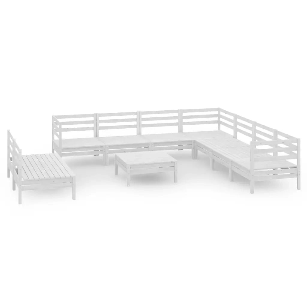 Set Salotto da Giardino 10 pz in Legno Massello di Pino Bianco 3083130