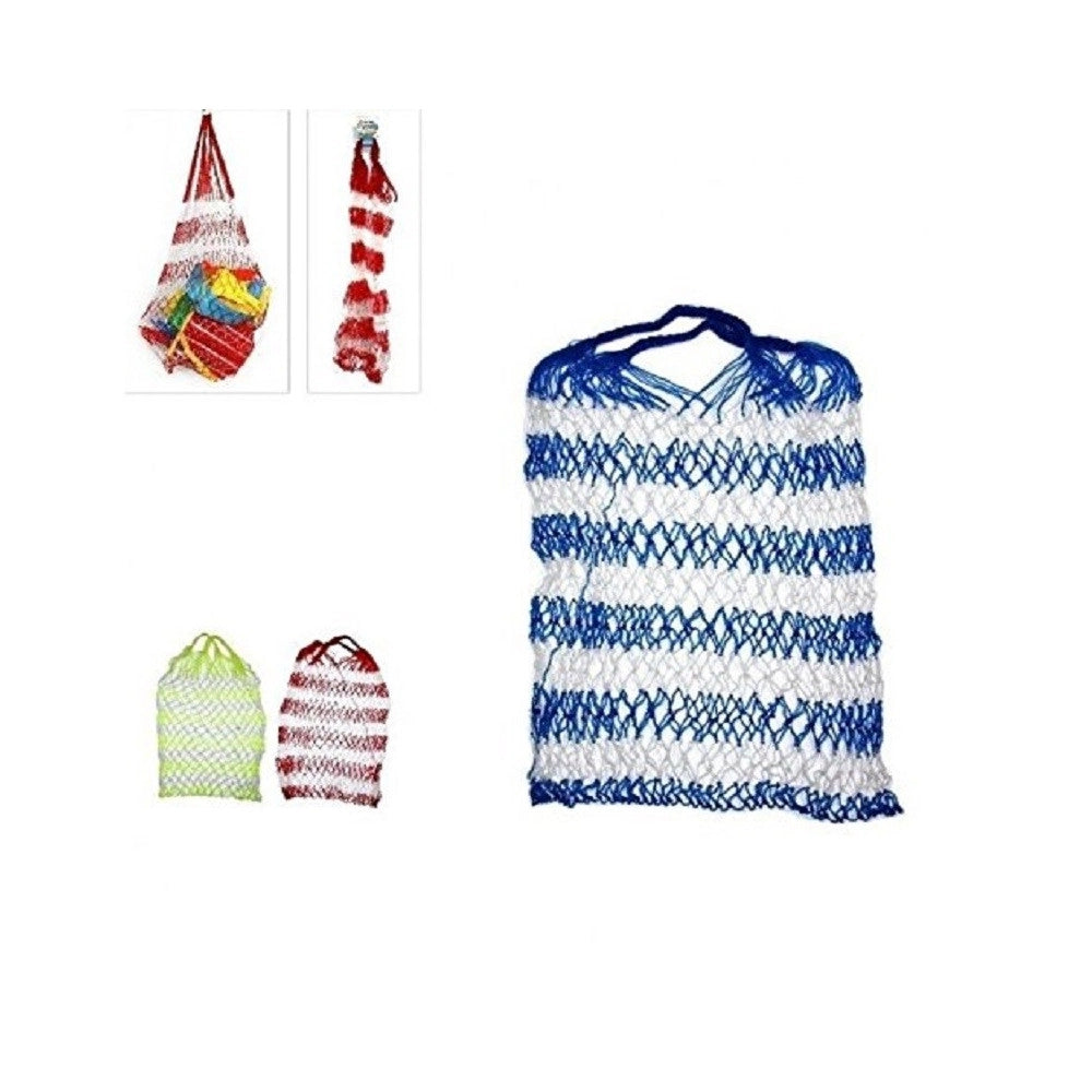 Trade Shop - Set 2 Borsa A Rete Plastica Mare Spiaggia Portatutto 80cm Maniglia Porta Oggetti -