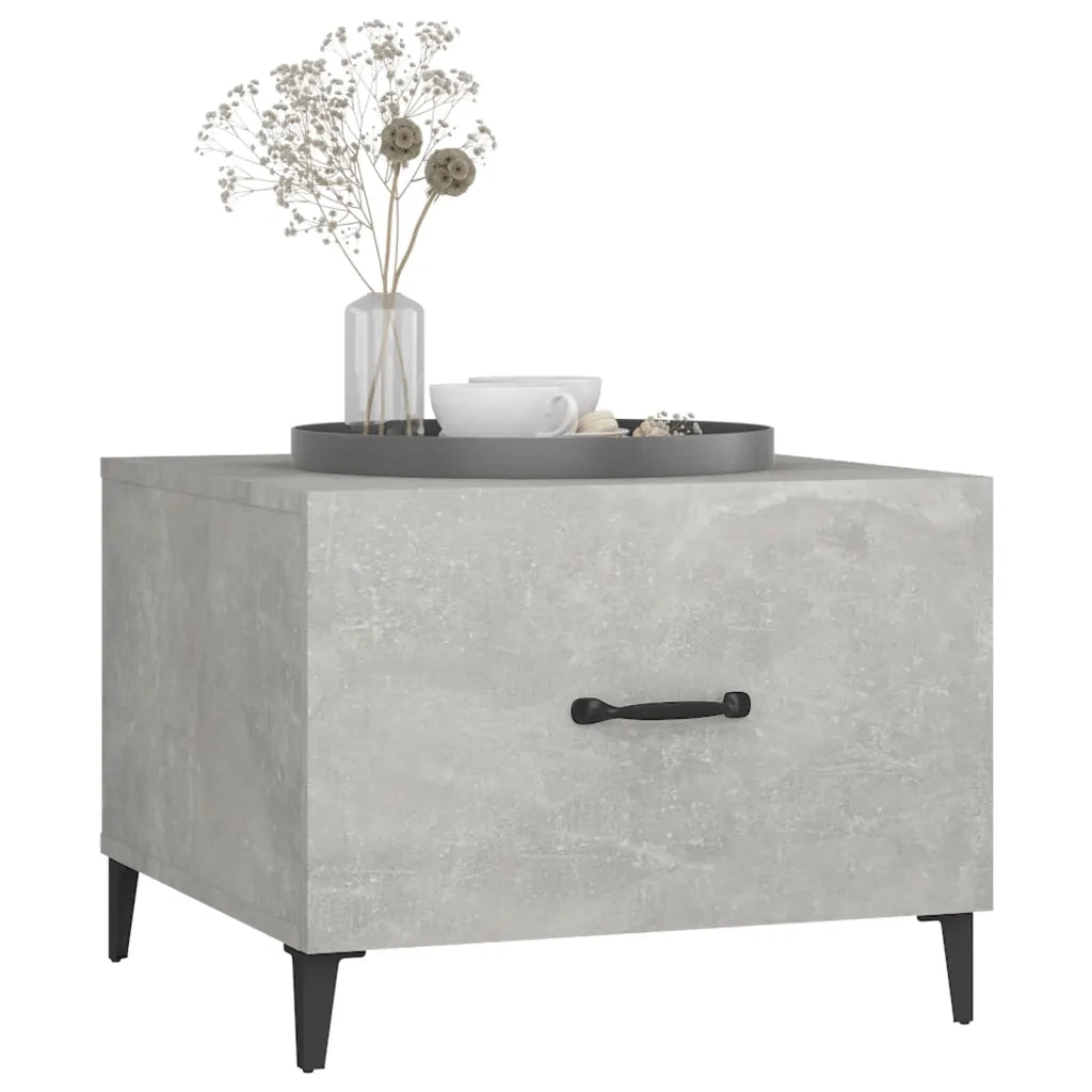 Tavolino da Salotto Gambe in Metallo Grigio Cemento 50x50x40 cm 812734
