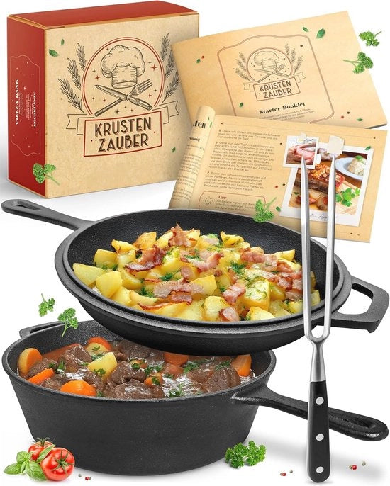 Piatto in acciaio inossidabile 26 cm con coperchio - padella robusta per forno e induzione - ideale come pentola stufata
