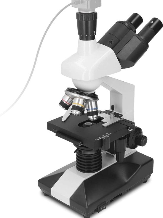 Microscopio trinoculare per laboratorio, microscopio elettronico per culture cliniche, batteriologia e istologia - 40X-5000X - alta risoluzione microscopio professionale.