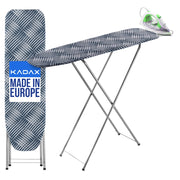 Asse da stiro pieghevole KADAX 104x30 cm con supporto per ferro da stiro, leggera e compatta.
