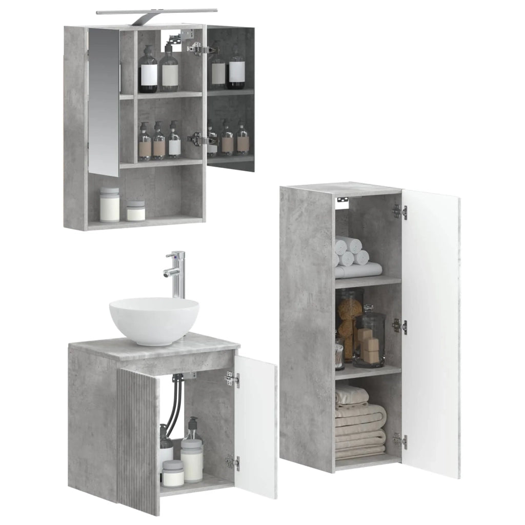 Set di mobili per il bagno 4 pcs Grigio Cemento 3407418