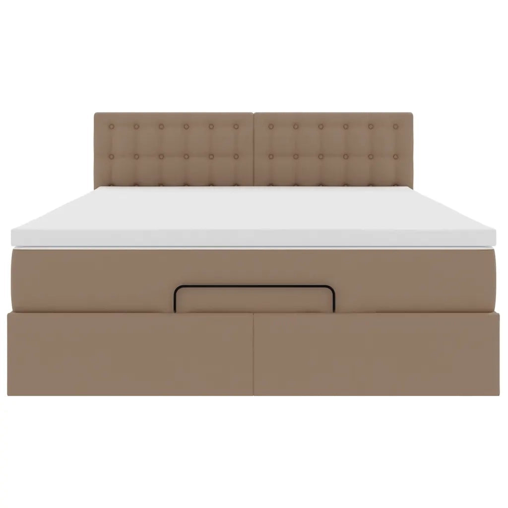 Pouf Letto con Materassi e LED Cappuccino 140x190cm Similpelle