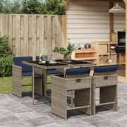 Set da pranzo da giardino da 5 pz con Cuscini in Polyrattan Grigio 3277848