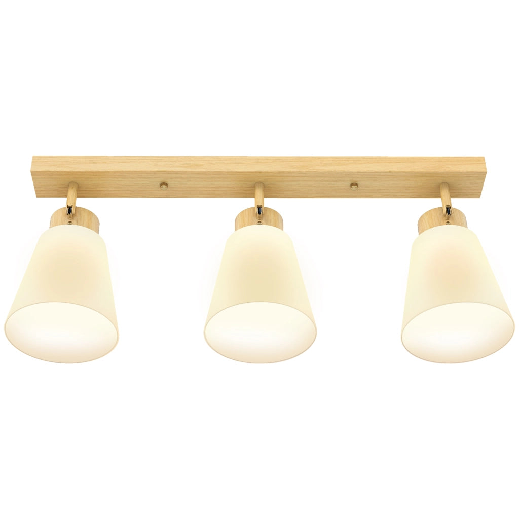 Plafoniera LED 40W con 3 lampadine E27 e teste regolabili ¨C zephmum ¨C legno naturale