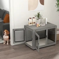 Gabbia per Cani, Gabbia per Cuccioli, con Piano, Cuscino Idrorepellente, Griglie in Acciaio, Piedini Regolabili, 94x60x71.5 cm, Grigio