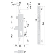 SERRATURA DA INFILARE PER MONTANTI PER ALLUMINIO ART. 46225 E25  - CISA