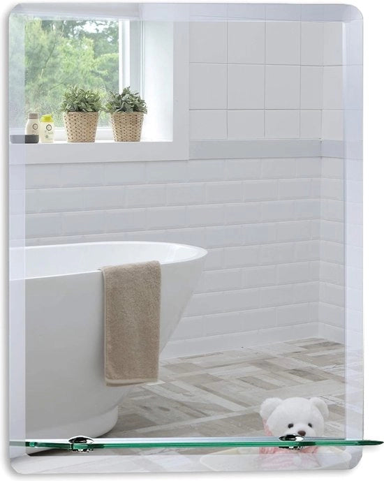 Specchio per bagno rettangolare elegante con fissaggio alla parete e appoggio - 70cm x 50cm