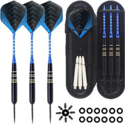 Set di dardi da tiro con l'arco di 3 pezzi con 22 g dardi blu in acciaio e manici in alluminio, inclusa custodia per dardi - Per esercitazioni e ricreazione