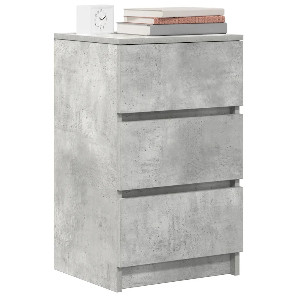 Comodini con 3 Cassetti 2 pz Grigio Cemento 39x35x65 cm