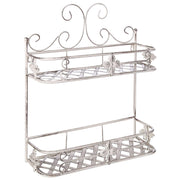 Mensola da parete per bagno in metallo bianco 52 x 42 cm Ripiano singolo sospeso in stile vintage effetto anticato