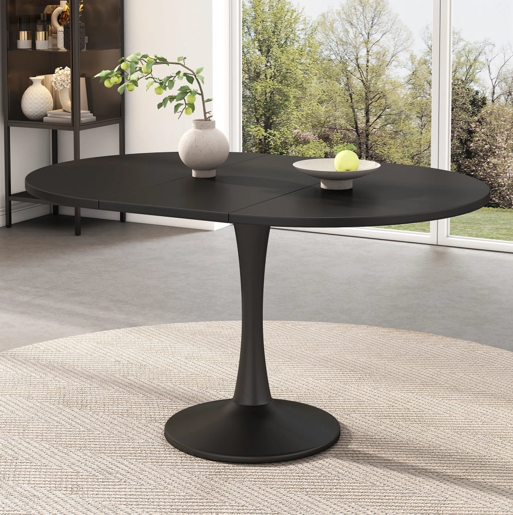 Tavolo da pranzo ovale estensibile 100/140x100x75 cm; MDF nero