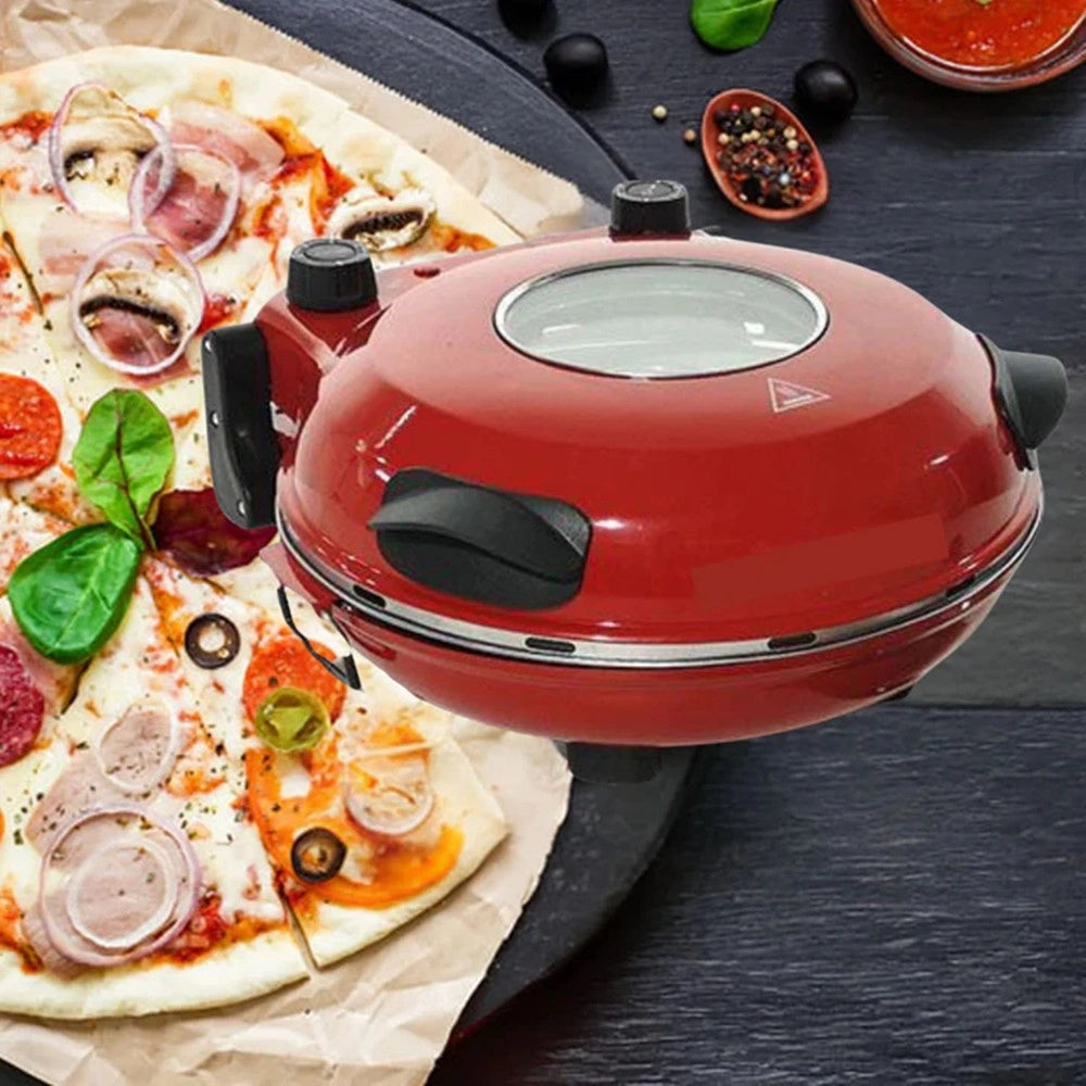 Trade Shop - Forno Per Pizza 1200w Elettrico Termostato Regolabile φ31cm Con 2 Pale Pizza In Acciaio -