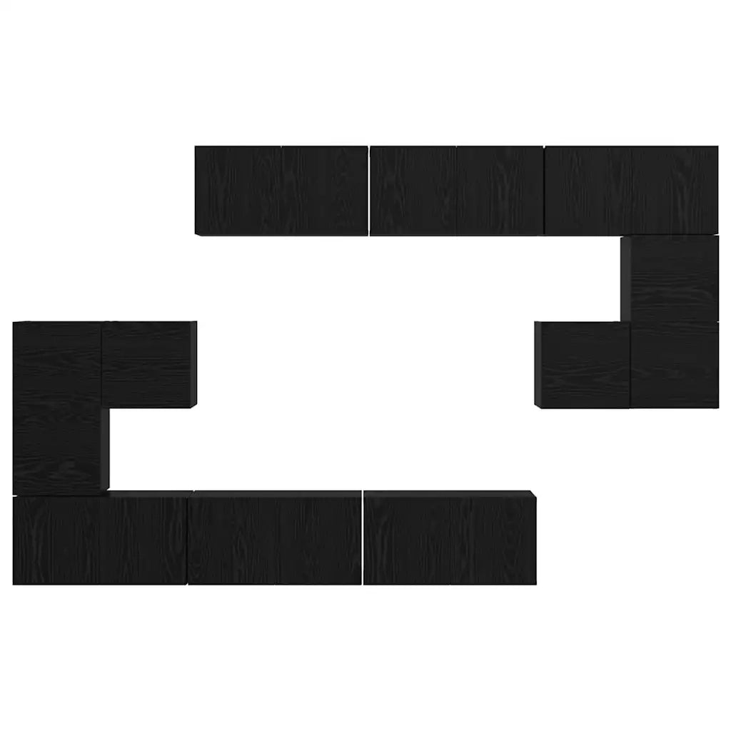 Set mobile TV 10 pz-Credenza per TV Rovere Nero Legno multistrato 404934