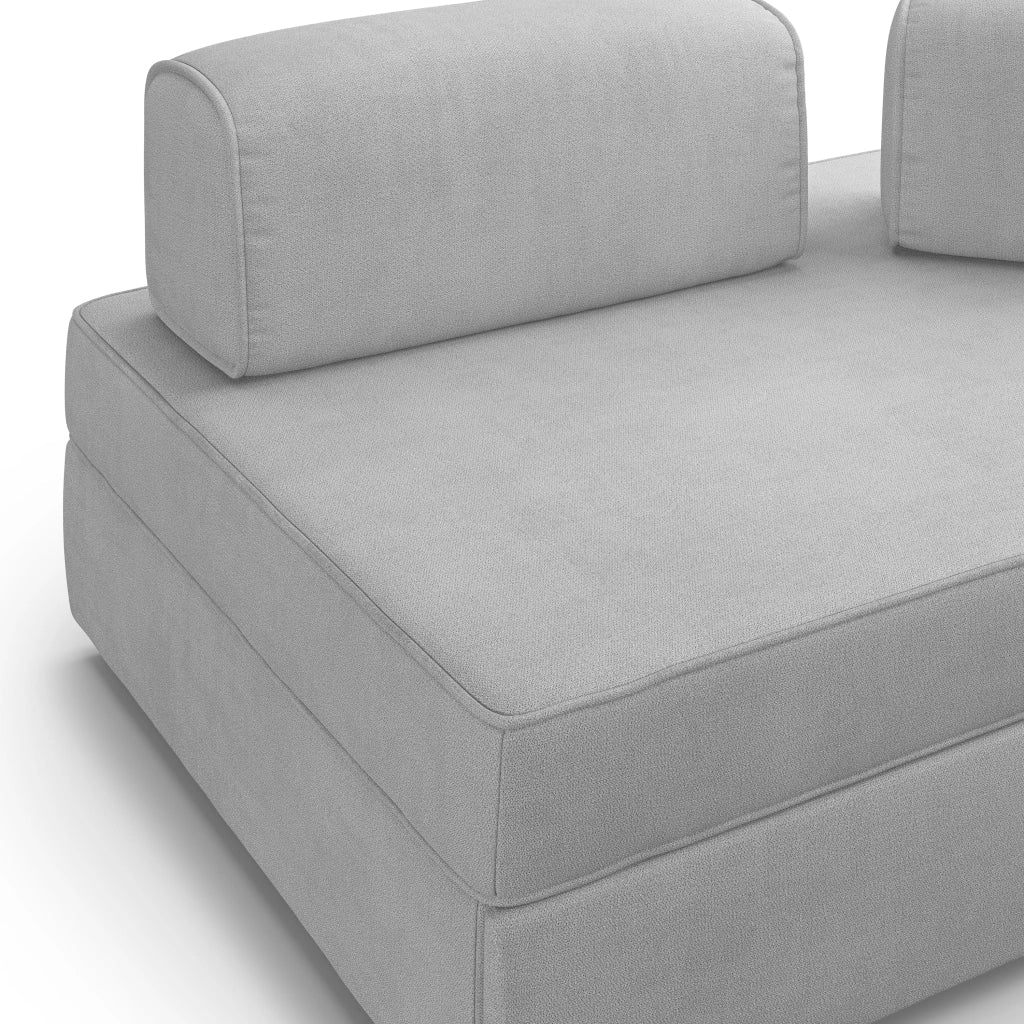 Liberty Divano con pouf estraibile e schienali movibili in tessuto morbido impermeabile T02 200 cm grigio chiaro
