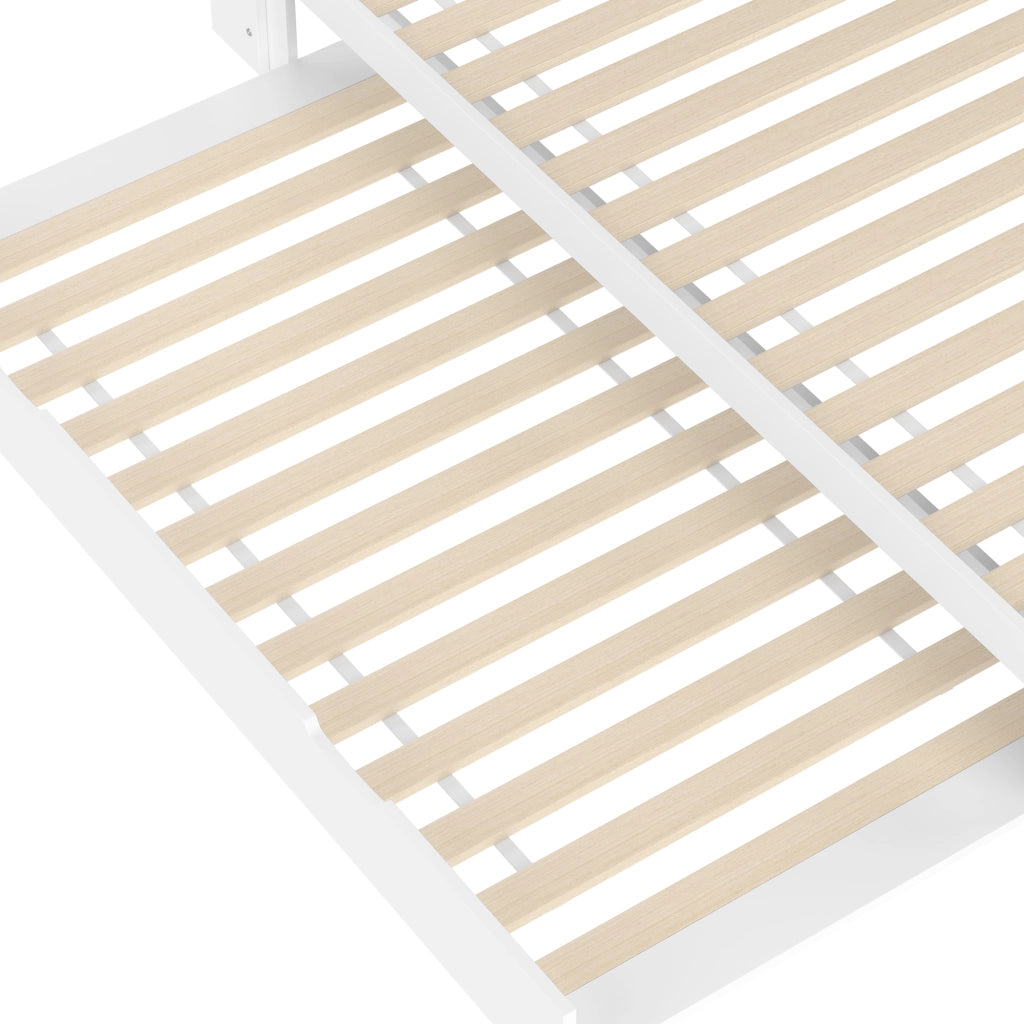 OKWISH Letto a Divano 140×200 cm, Letto Matrimoniale con Letto Estraibile, Contenitore a L, USB, Tipo C e Scomparti, senza Materasso, Bianco