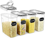 Contenitori per cereali per colazione, grande set di contenitori a chiusura ermetica 4L, liberi da residui di conservanti e BPA, ideali per cereali per colazione, farina, zucchero e accessori da forno, confezione da 4