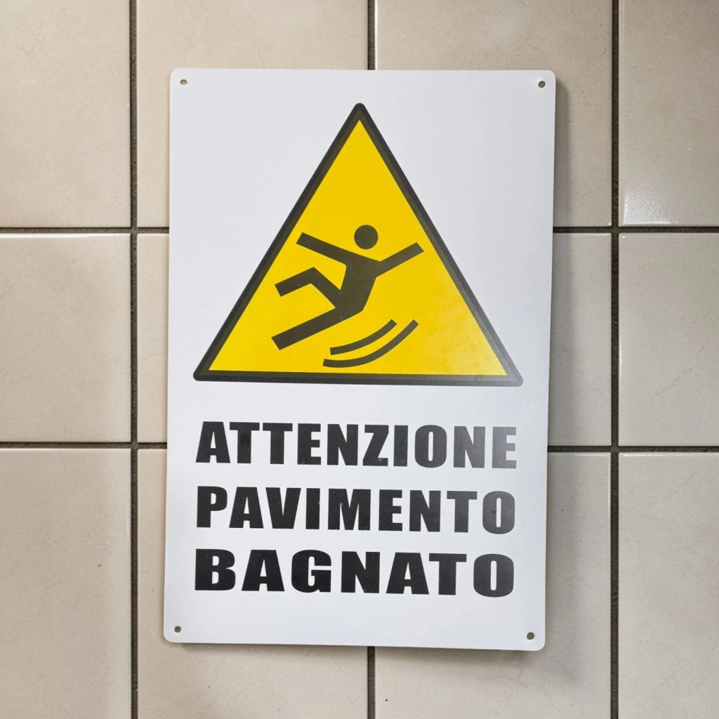 Cartello Attenzione Pavimento Bagnato 30x20 cm con 4 Fori 64504