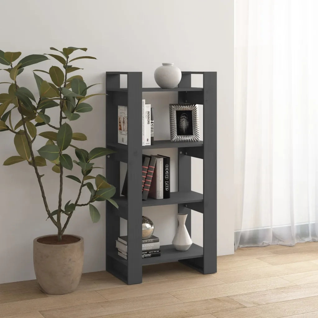 Libreria/Divisorio Grigio 60x35x125 cm Legno Massello 813886