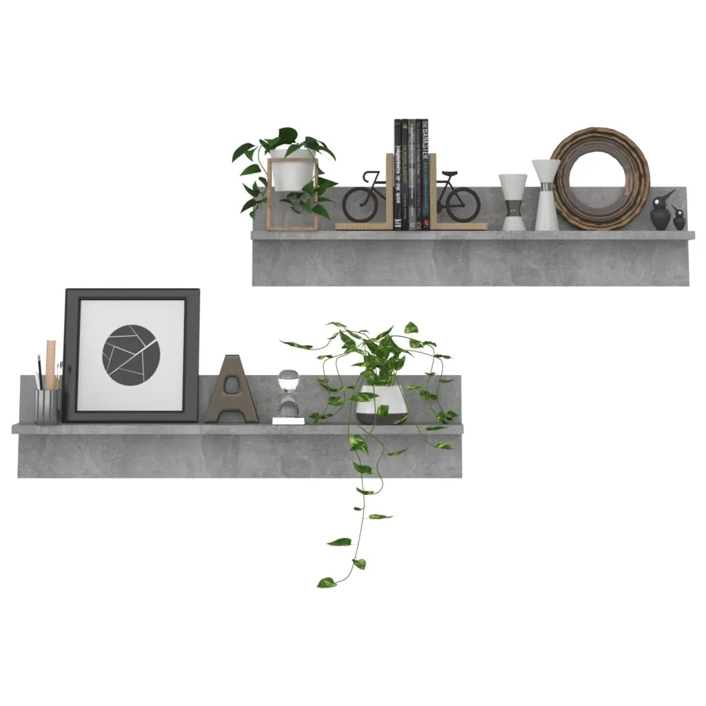 Mensole Muro 2pz Grigio Cemento 80x11,5x18cm Legno Multistrato 807341
