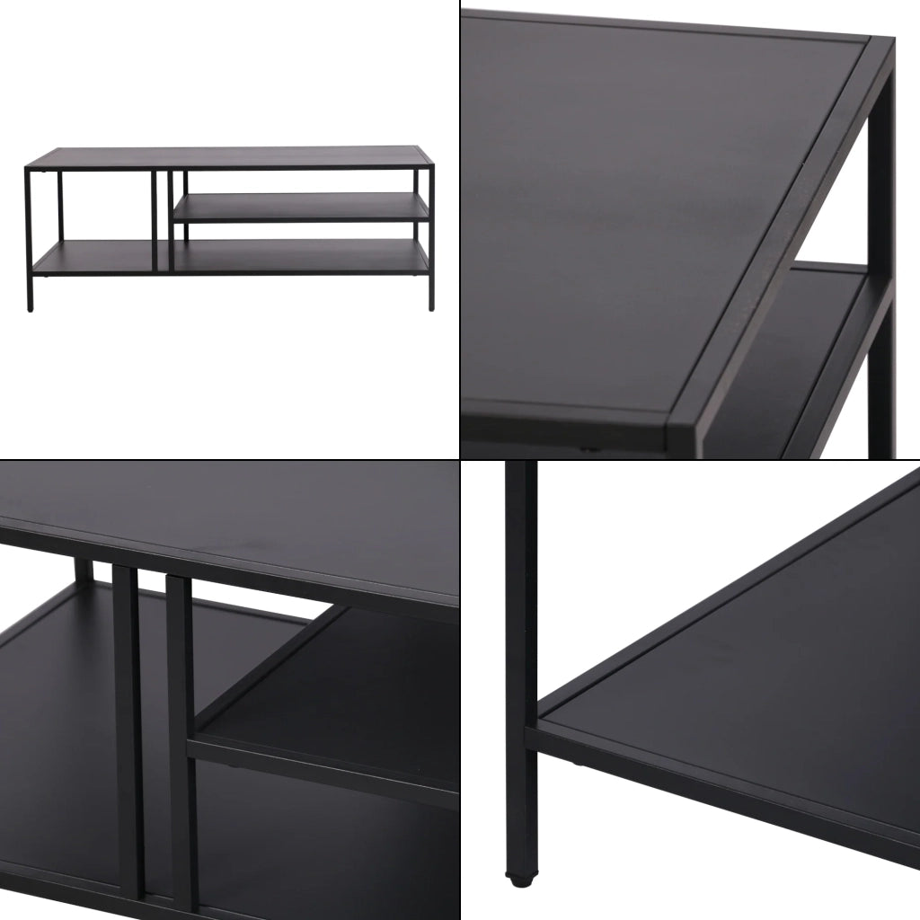 Tavolino da caffè in metallo 40 x 110 x 55 cm nero 03_0008452