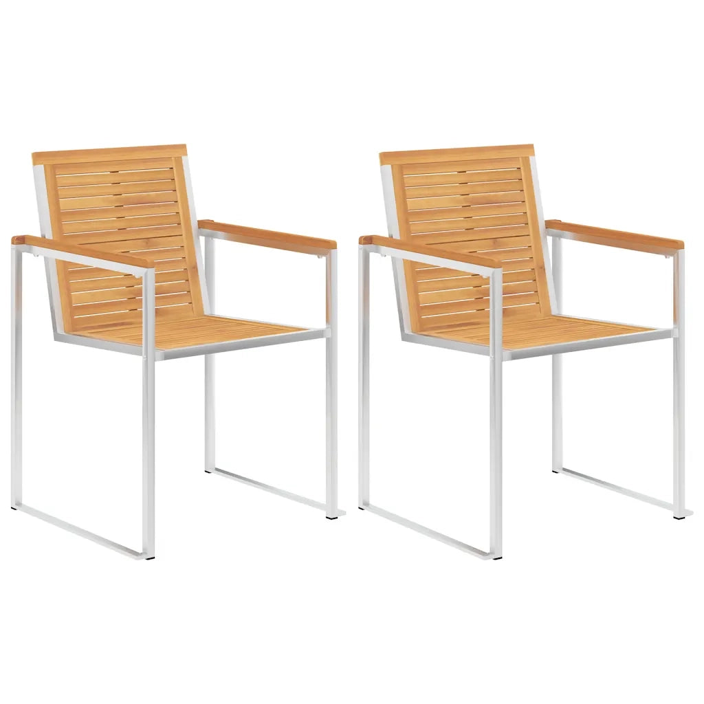Sedie da Giardino 2 pz con Cuscini in Legno di Teak e Acciaio cod mxl 7954