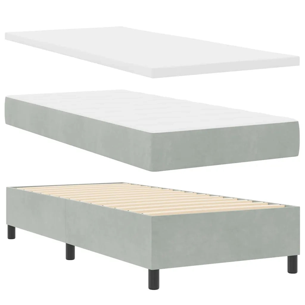 Letto a molle con materasso Grigio chiaro 200 x 90 cm Velluto 3340910