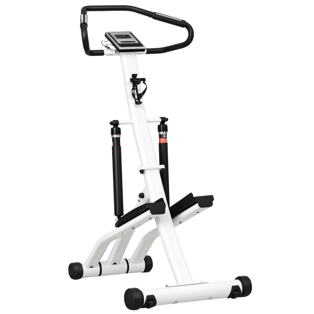 Stepper con manubrio 12 livelli resistenza regolabile LCD 2 ruote pedali antiscivolo ¨C zephmum ¨C bianco e nero