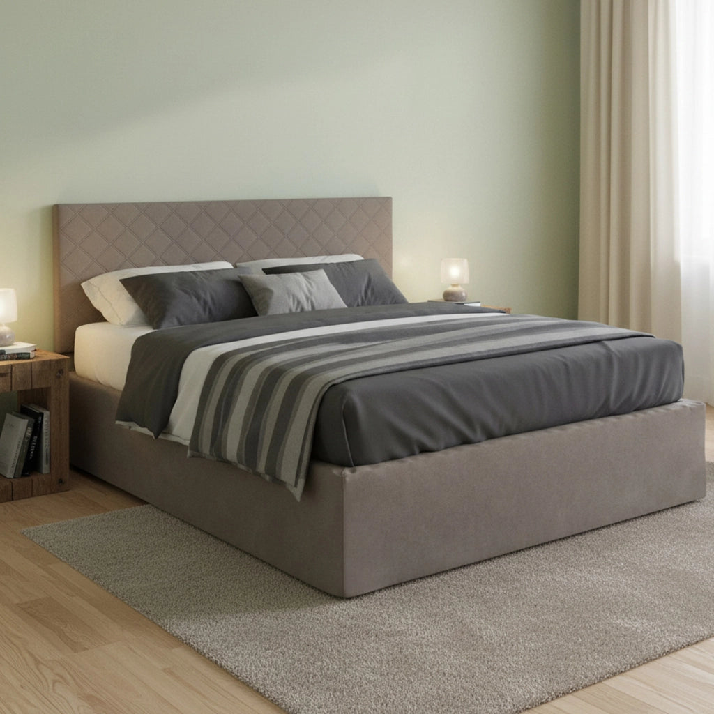 Letto Matrimoniale Alfredo, Letto Matrimoniale Sfoderabile Made in Italy, Grigio
