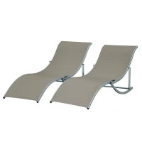 Set 2 Sdraio da Giardino Pieghevoli, Lettino Prendisole in Alluminio e Textilene, 61x165x63cm