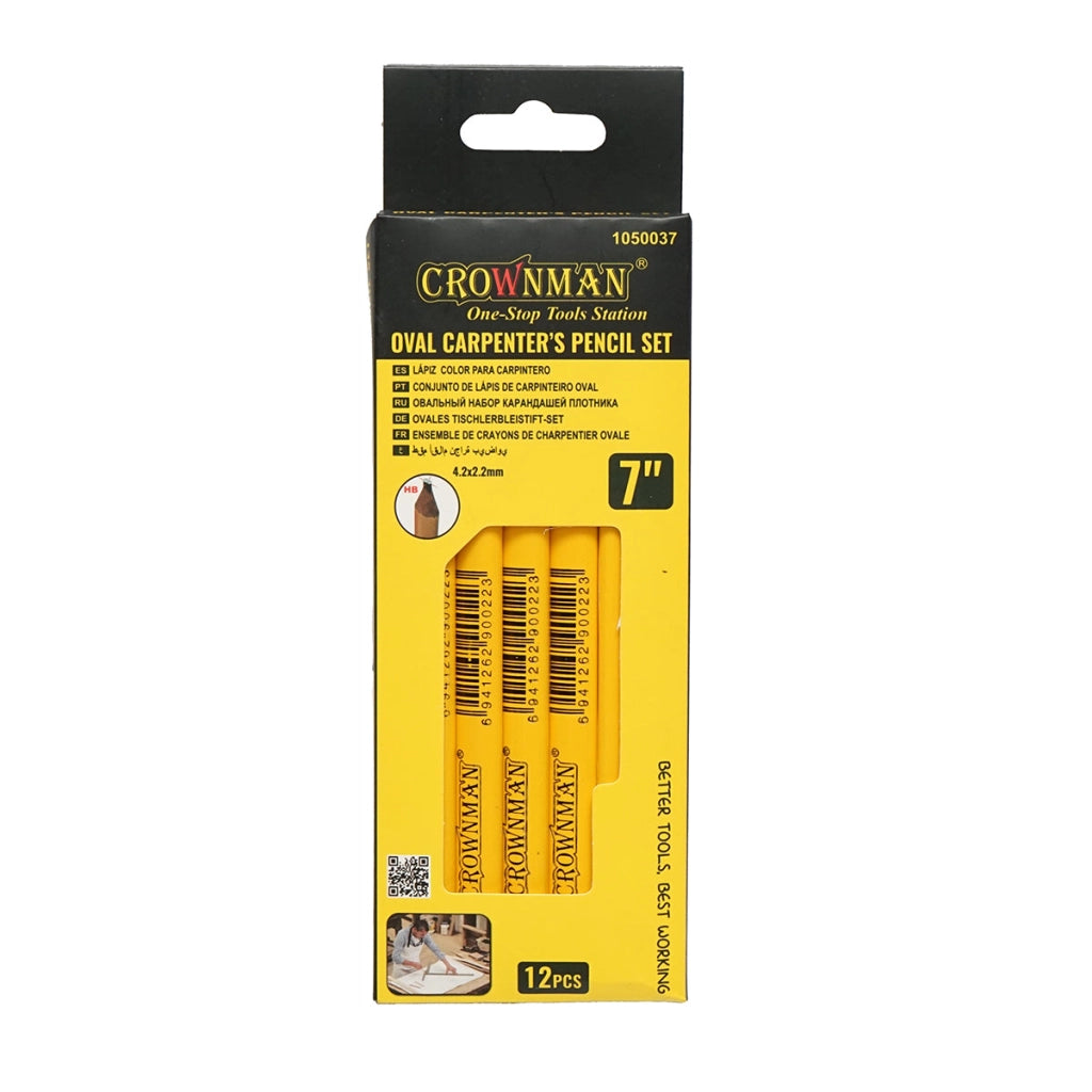 Set di 12 matite ovali da falegnameria Crownman, 178x4,2x2,2 mm.