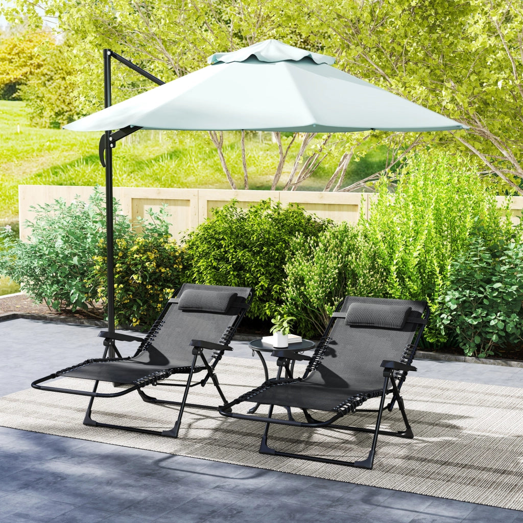 Set 2 lettini prendisole pieghevoli reclinabili con poggiatesta in textilene ¨C Xylo ¨C 90x65x112 cm nero