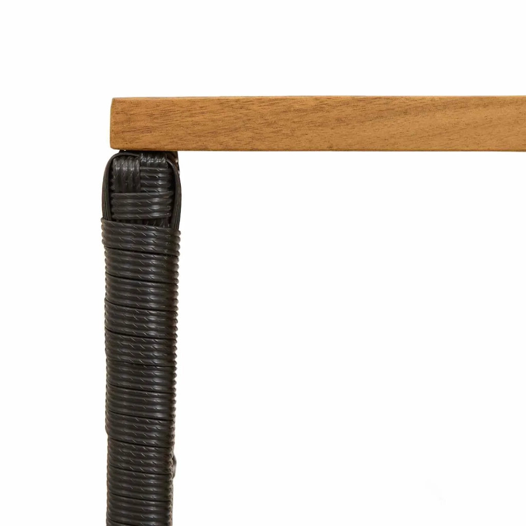 Tavolo da Esterno Nero 80 x 40 x 40 cm Acciaio e Polyrattan