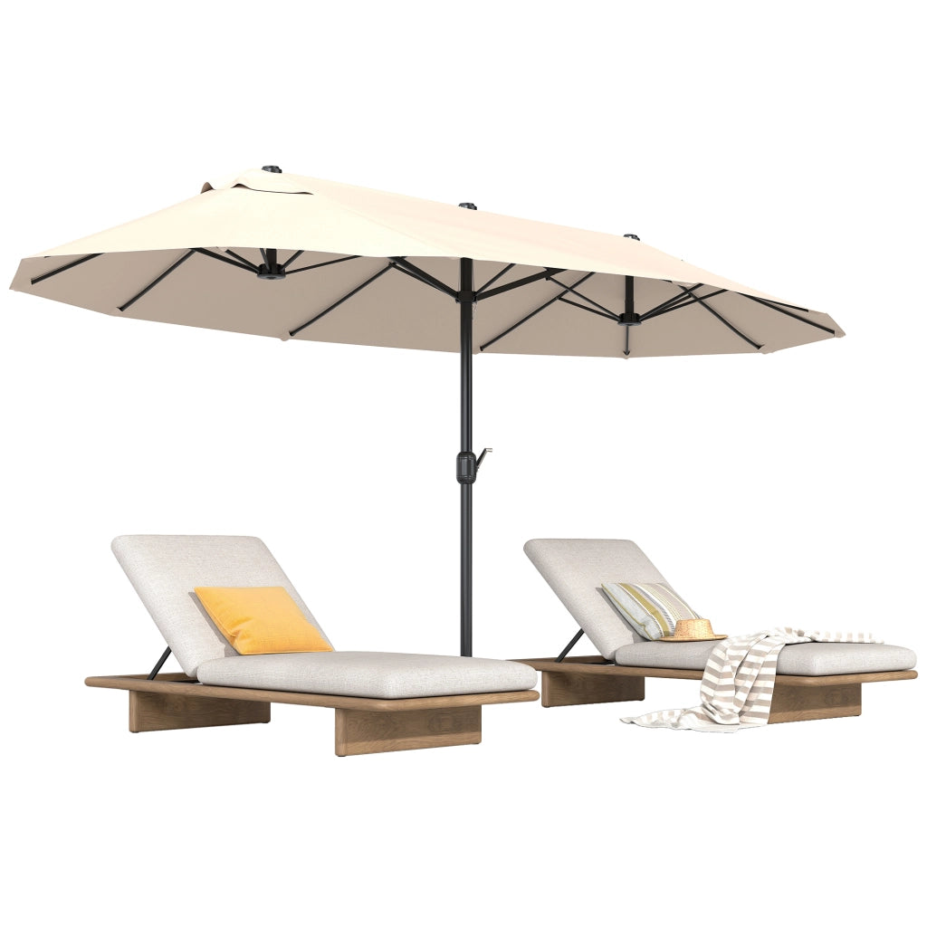 Ombrellone XXL Rettangolare ¨C Xylo ¨C 455x270 cm Beige Poliestere con Manovella