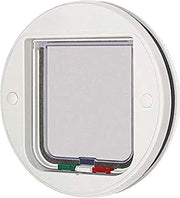 Cat Flap - Fitting a Vetro 4-Facciate Chiusura - Bianco - 326g